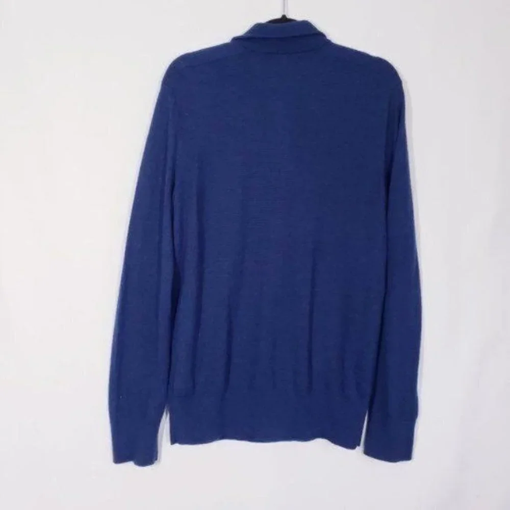 Banana Republic Mens Extra Fine Merino Wool Blend Snap Collared Pullover Sweater